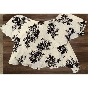 Lulus Off-The-Shoulder Floral Crop Top Sz S